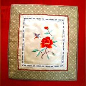 Vintage Silk Hand Embroidered Square